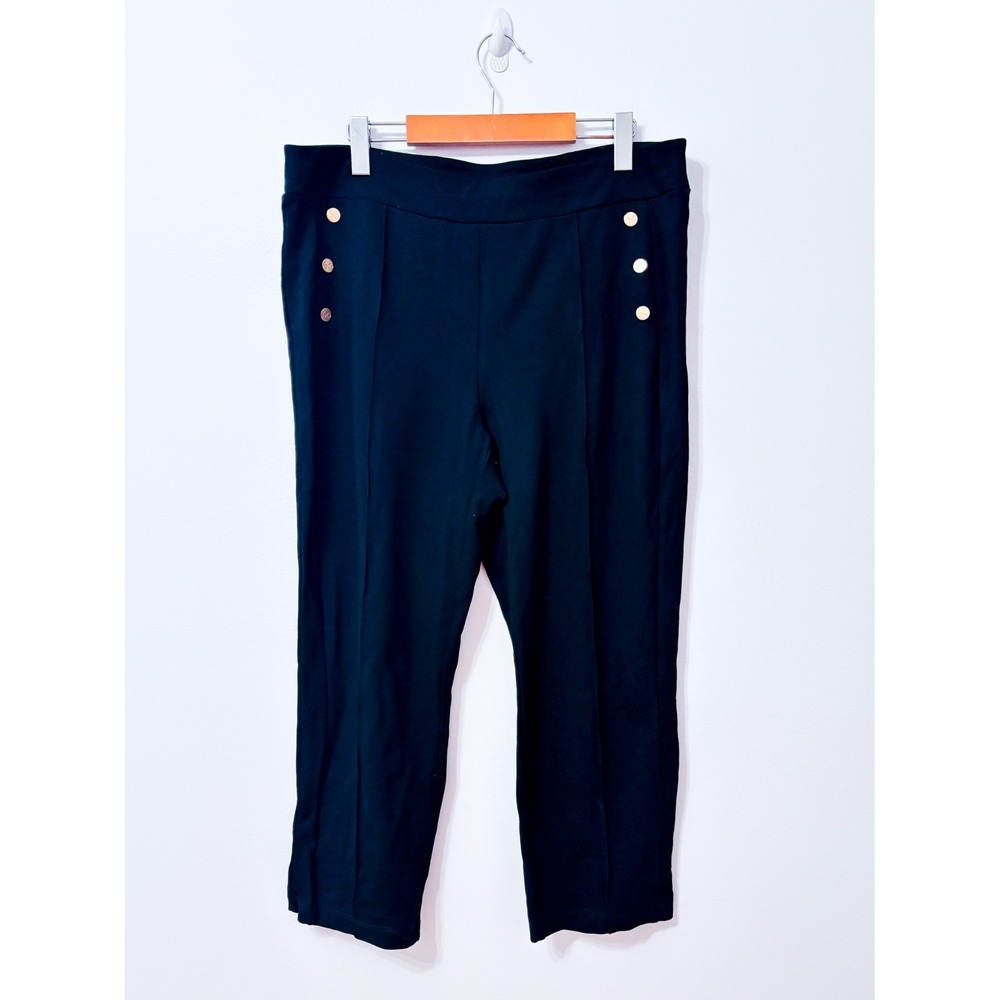 LINEA DOMANI Black Stretch Pull On Cropped Straight Leg Pants X-Large